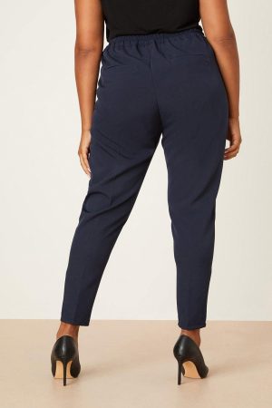 Curve Navy Elastic Back Ankle Grazer Trouser