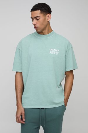 Oversized Extended Neck Blossom Floral Osaka Graphic Washed T-Shirt