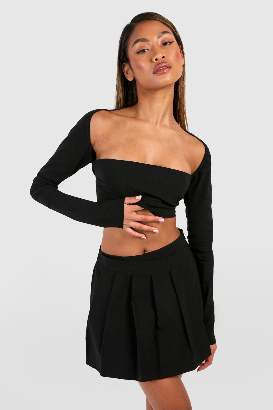 Square Neck Crop & Pleated Skirt