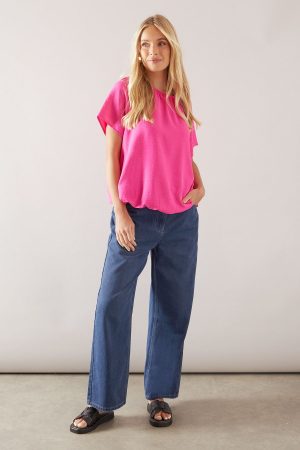 Petite Bubble Hem Short Sleeve Top