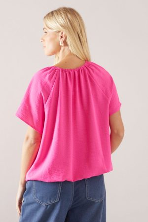 Petite Bubble Hem Short Sleeve Top