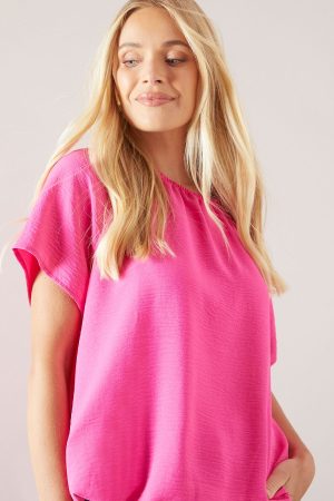 Petite Bubble Hem Short Sleeve Top