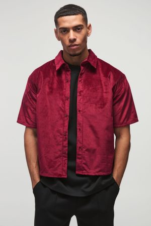 Oversized Boxy Short Sleeve Velour Shirt