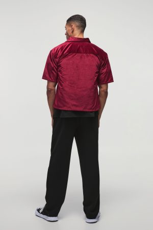 Oversized Boxy Short Sleeve Velour Shirt