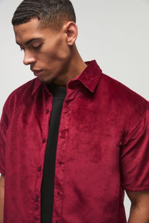 Oversized Boxy Short Sleeve Velour Shirt