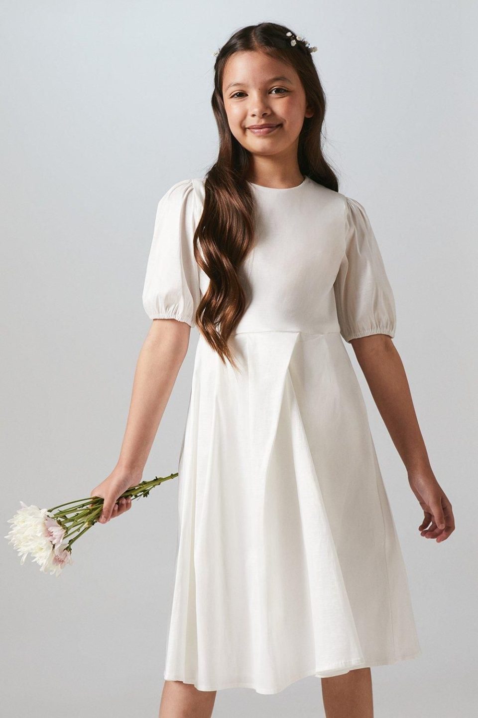 Flower Girl Taffeta Puff Sleeve Dress