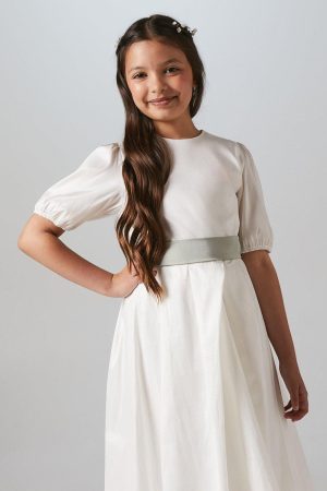 Flower Girl Taffeta Puff Sleeve Dress