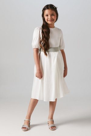Flower Girl Taffeta Puff Sleeve Dress