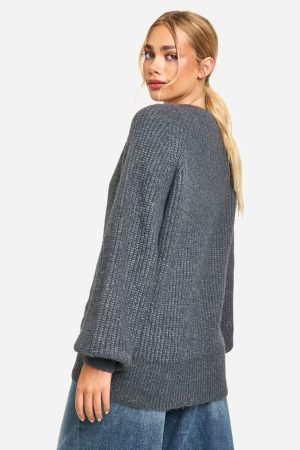 Knitted Oversized Boxy Button Front Cardigan