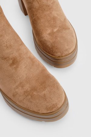 Faux Suede Ruched Ankle Boot