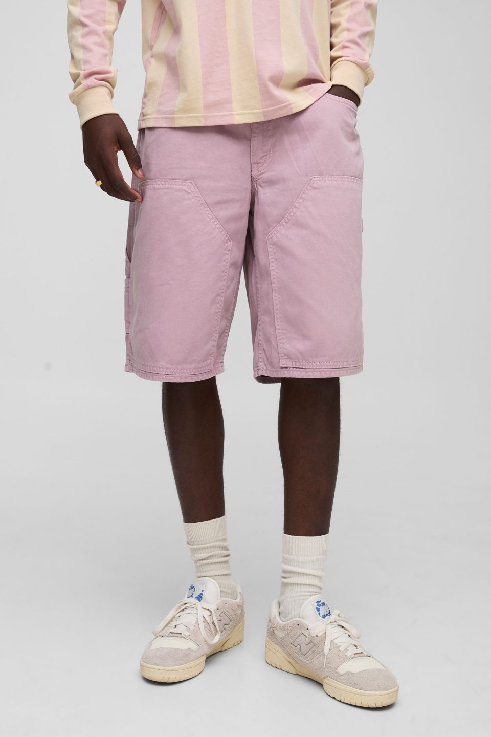Relaxed Long Length Overdye Carpenter Shorts