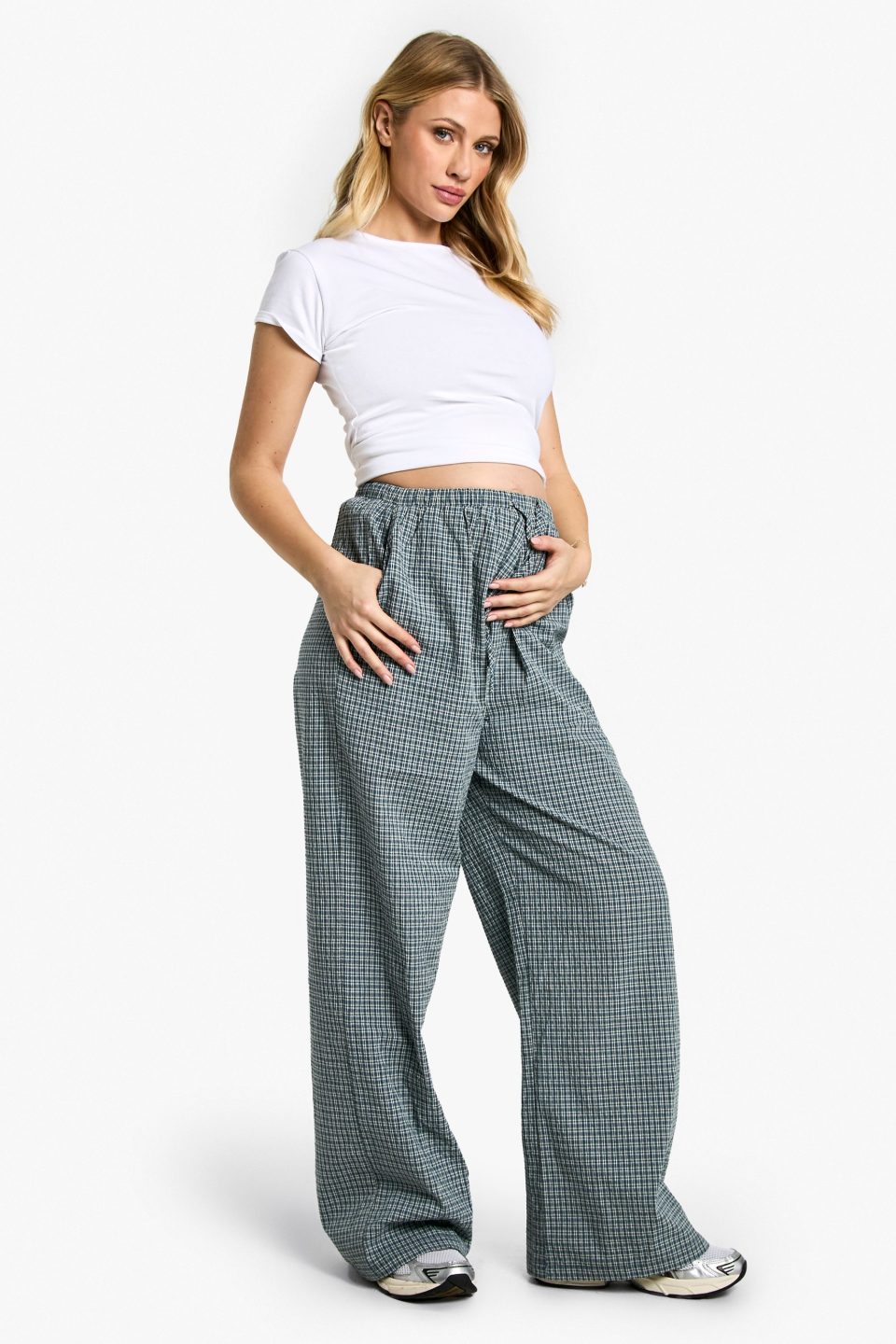 Maternity Check Drawstring Trousers