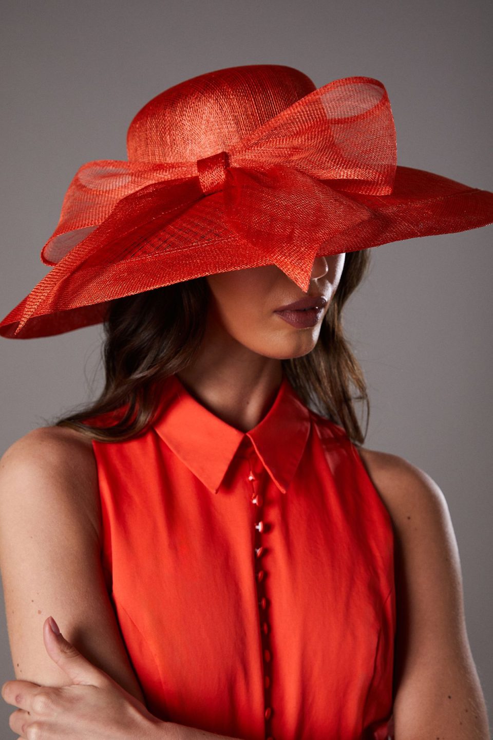 Lisa Tan Wide Brim Bow Hat