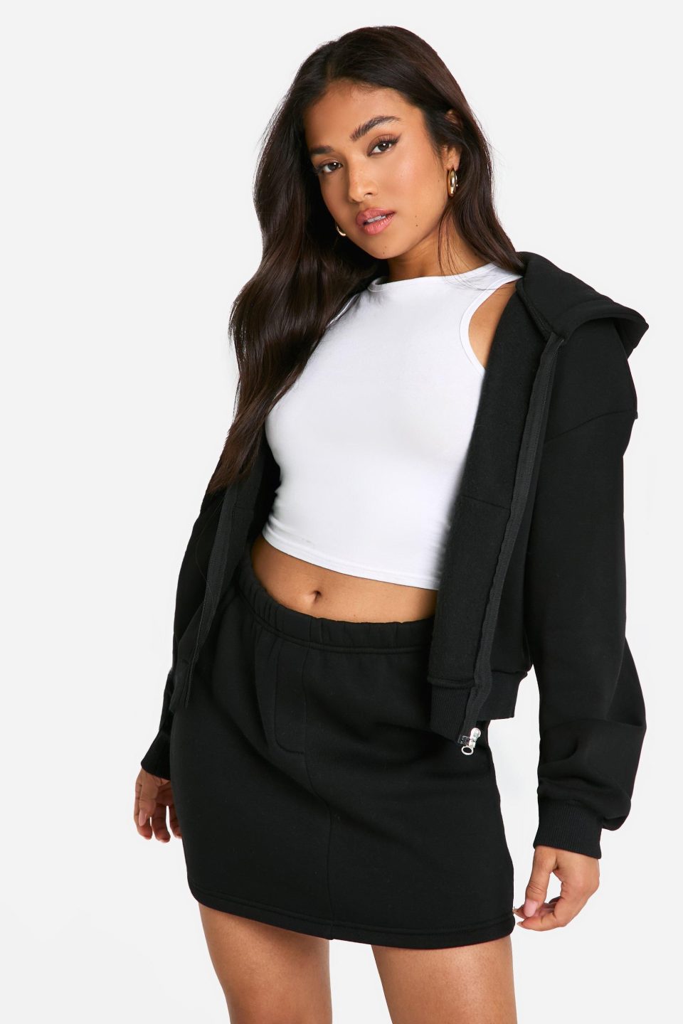 Petite Zip Through Mini Skirt Tracksuit