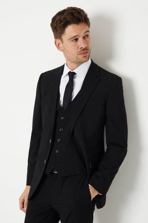 Tailored Fit Black Essential Suit Jacket