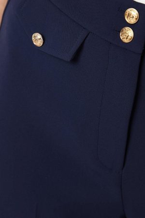 Petite Military Button Tab Kickflare Trouser