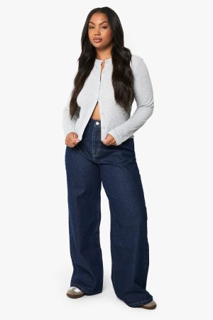 PLUS POINTELLE LONG SLEEVE BUTTON DOWN FITTED TOP