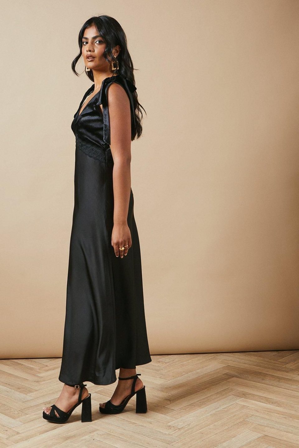 Occasion Tie Shoulder Velvet Slip Dress