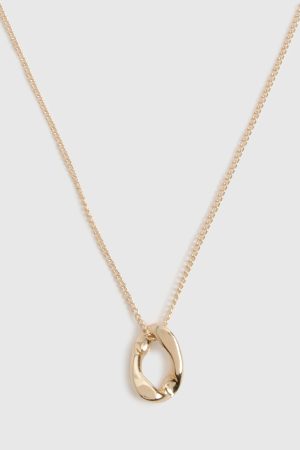 Hammered Oval Drop Necklace