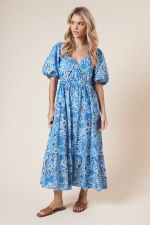 Petite Poplin Twist Front Midi Dress
