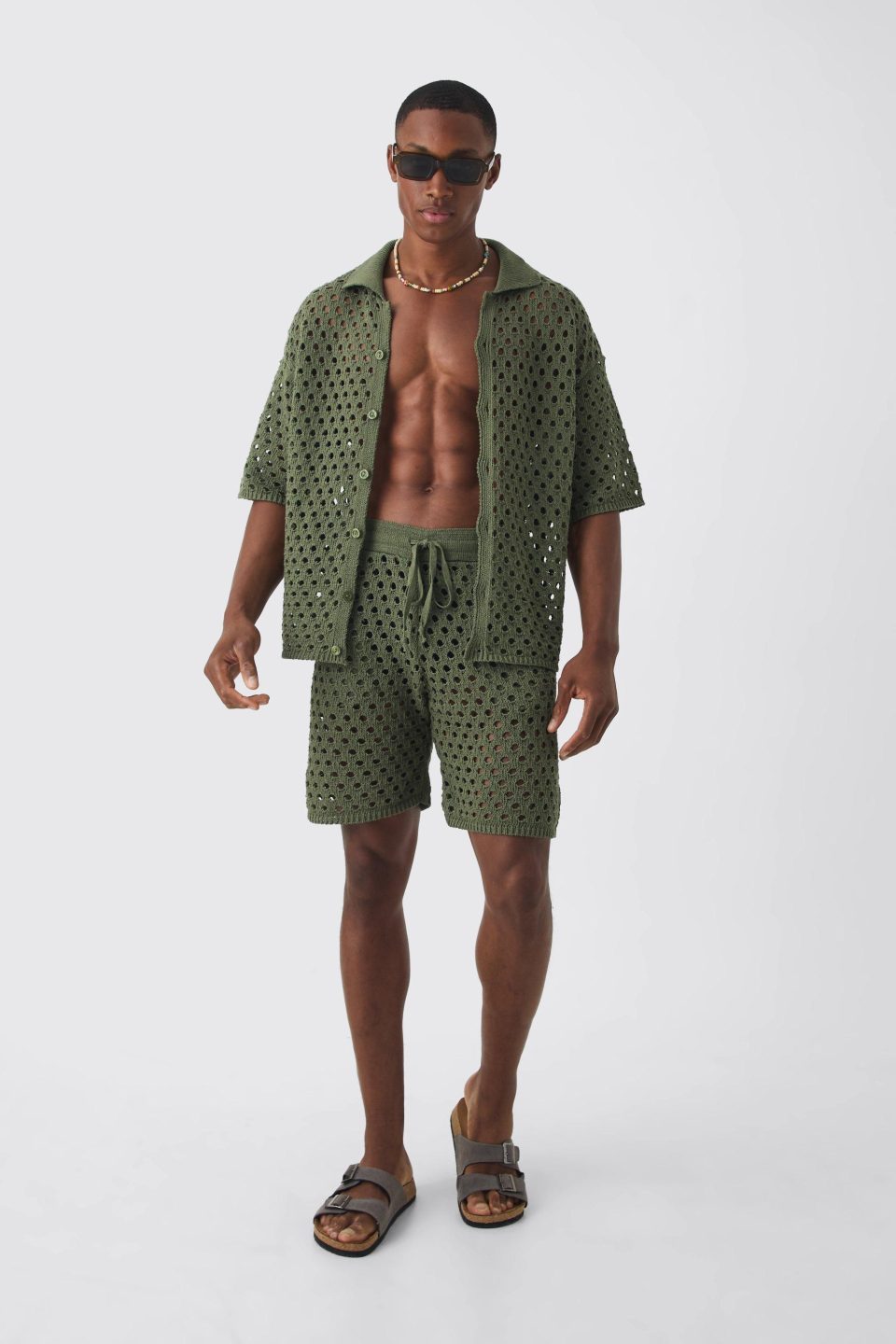 Oversized Open Stitch Shirt & Short Set
