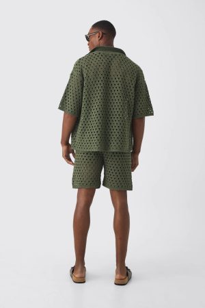 Oversized Open Stitch Shirt & Short Set