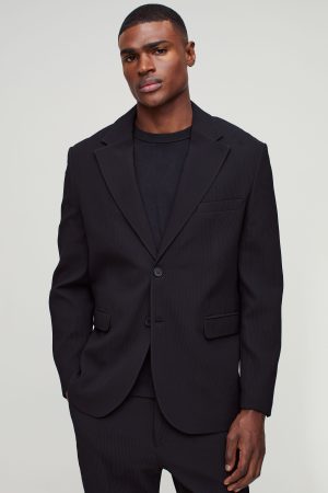 Straight Fit Pleated Blazer