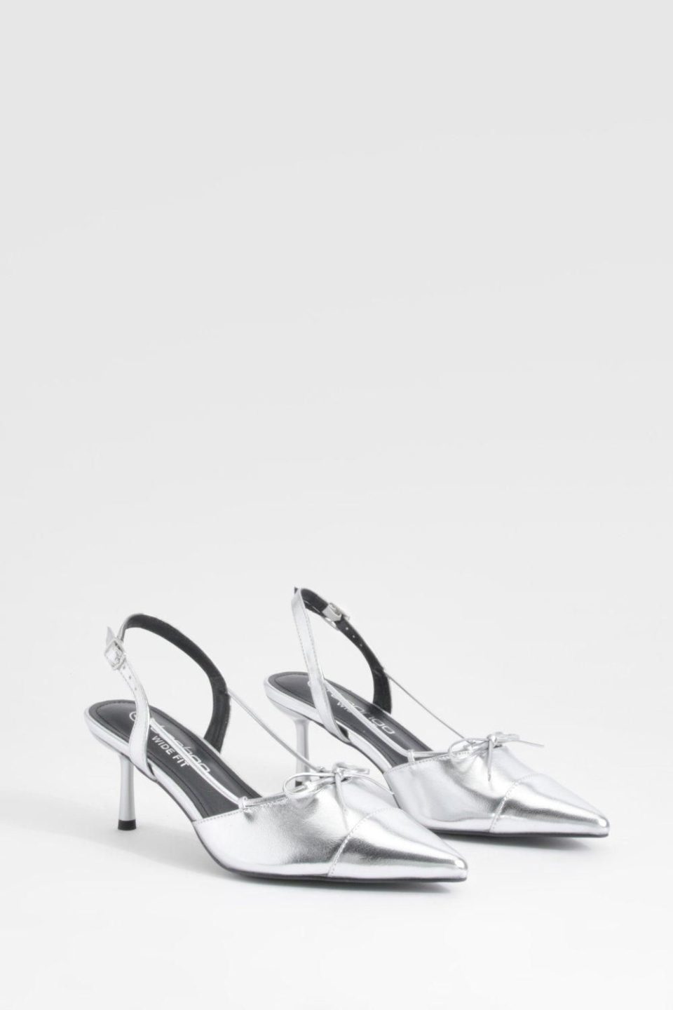 Wide Fit Bow Detail Toe Cap Court Shoes