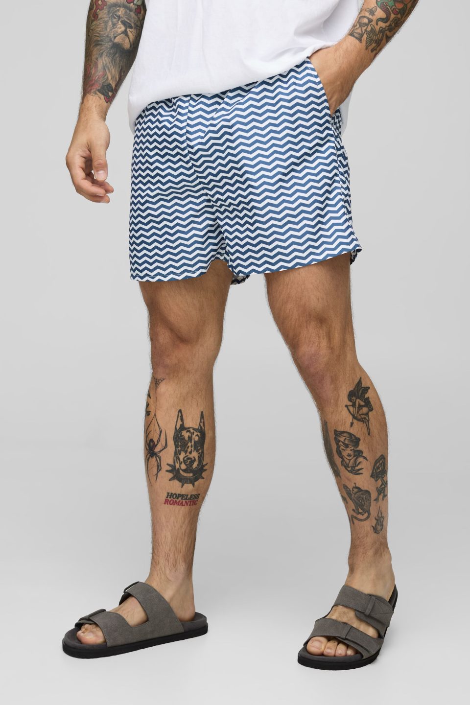 Zig Zag Print Short Length Swim Short