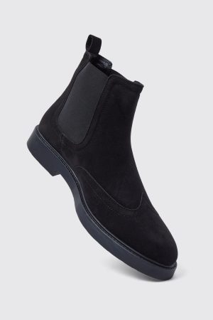 Faux Suede Chelsea Boots