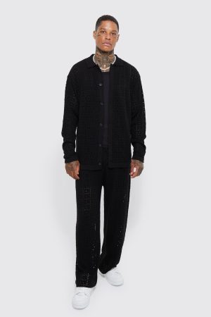 Oversized Long Sleeve Crochet Knitted Shirt