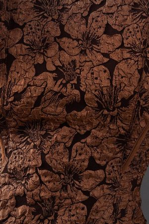 Jacquard Frill Puff Sleeve Shift Mini