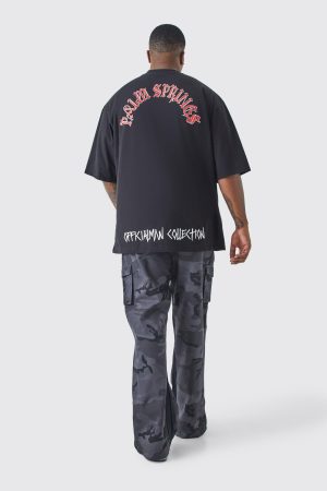 Plus Oversized Extended Neck Graffiti T-shirt