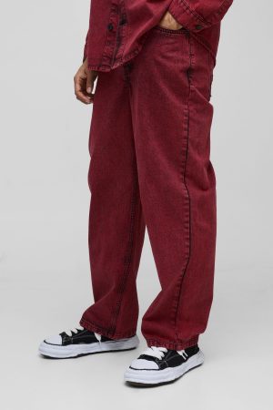 Relaxed Rigid Acid Wash Applique Denim Jeans