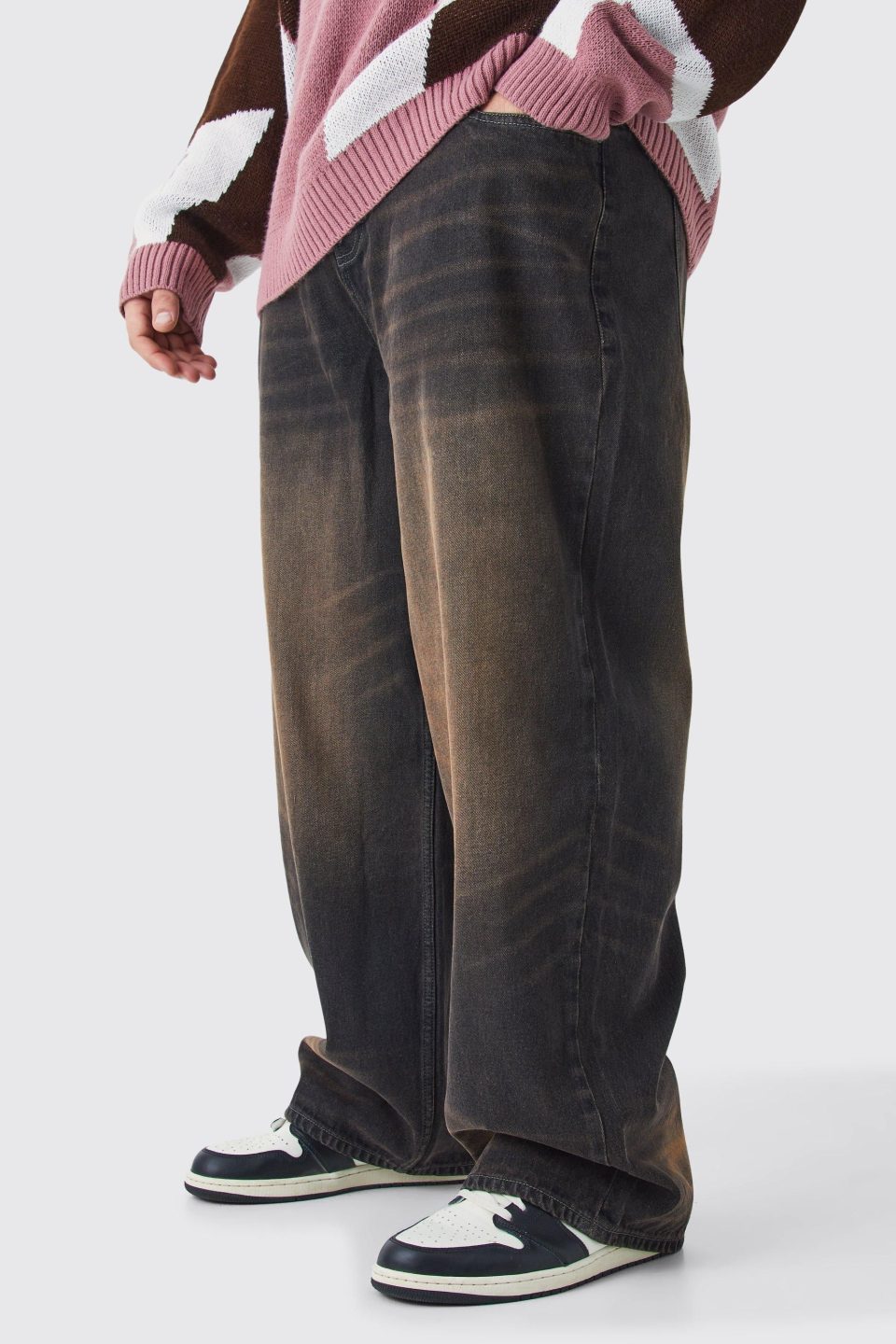 Plus Baggy Rigid Washed Jeans