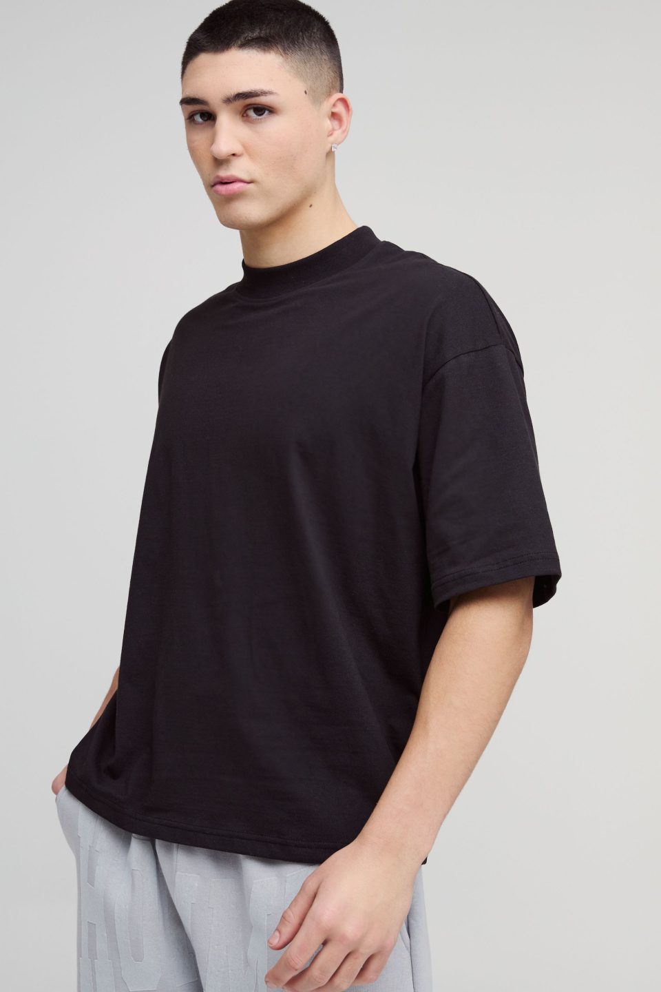 Basic Oversized Boxy Extended Neck T-shirt