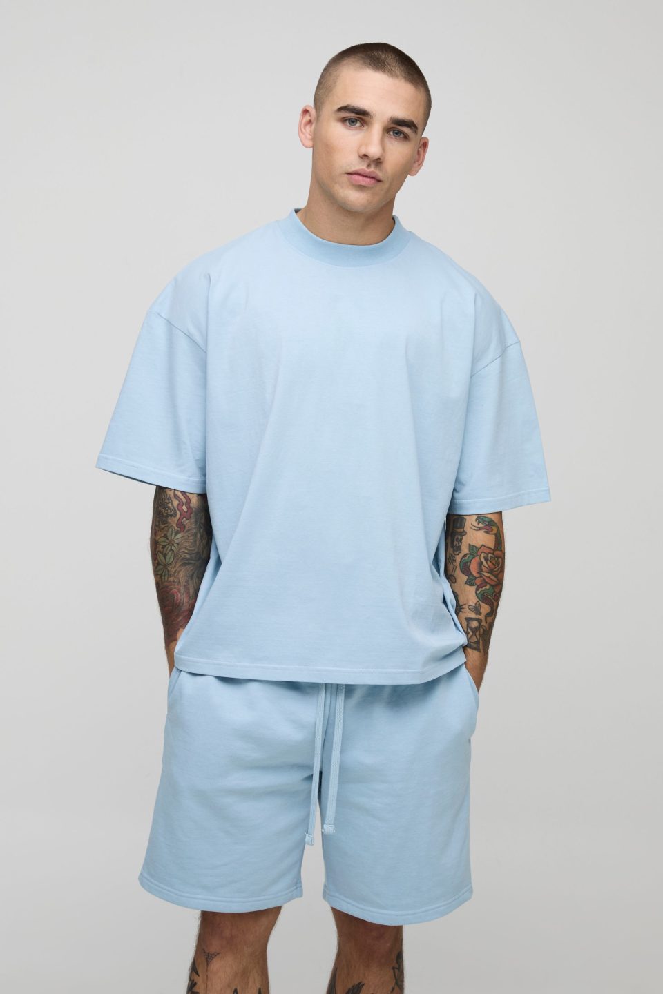 Oversized Short Length T-shirt And Short Set