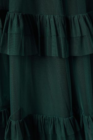Tiered Skirt Mesh Bridesmaid Dress