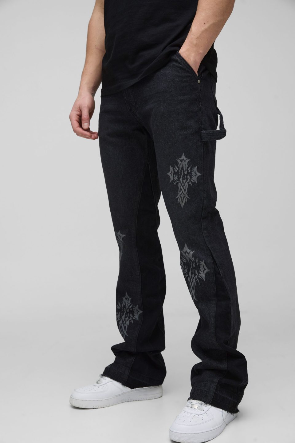 Tall Gothic Cross Gusset Flared Jeans