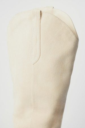 Faux Suede Low Heel Cowboy Boots