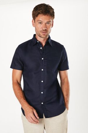 Navy Short Sleeve Oxford Shirt