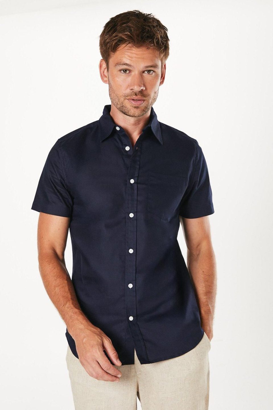 Navy Short Sleeve Oxford Shirt