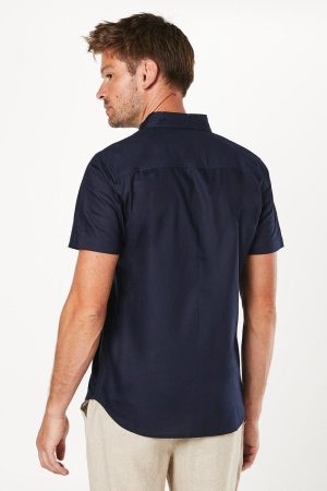 Navy Short Sleeve Oxford Shirt