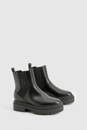 Elastic Detail Chunky Platform Sole Chelsea Boot