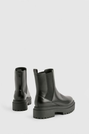 Elastic Detail Chunky Platform Sole Chelsea Boot