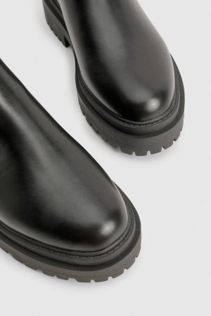 Elastic Detail Chunky Platform Sole Chelsea Boot