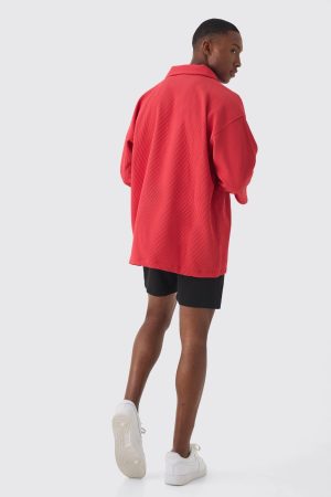 Pleated Super Oversized V Neck Shirt
