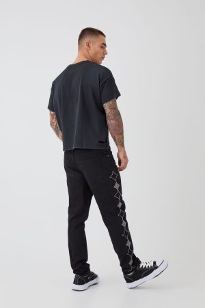 Slim Rigid Star Embellished Jeans