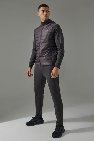 Man Active Quilted Hoodie and Tapered Jogger