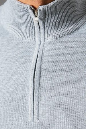 Light Grey Half Zip Knitted Jumper